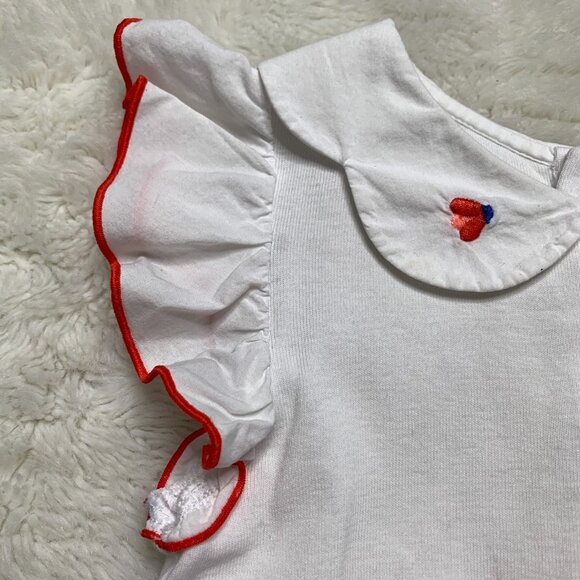 Jacadi Toddler Girl White Embroidered Ruffled Onesie Size 36 Months - Picture 6 of 10